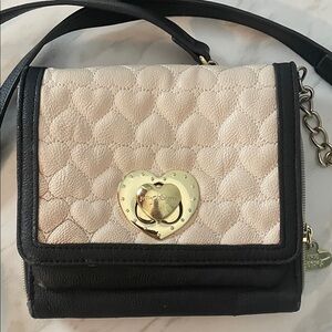Betsey Johnson Black and Cream Quilted Crossbody Bag